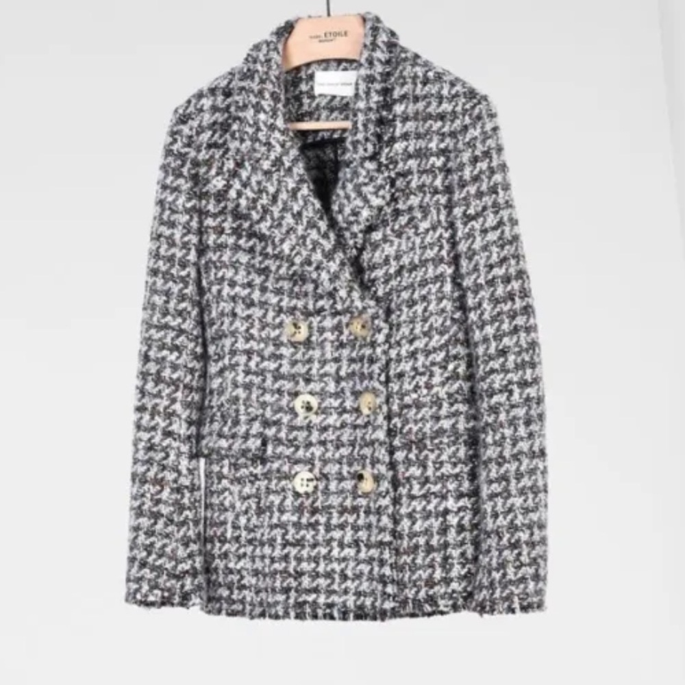 Isabel Marant Gray Black Tweed Double-Breasted Blazer - Picture 2 of 11
